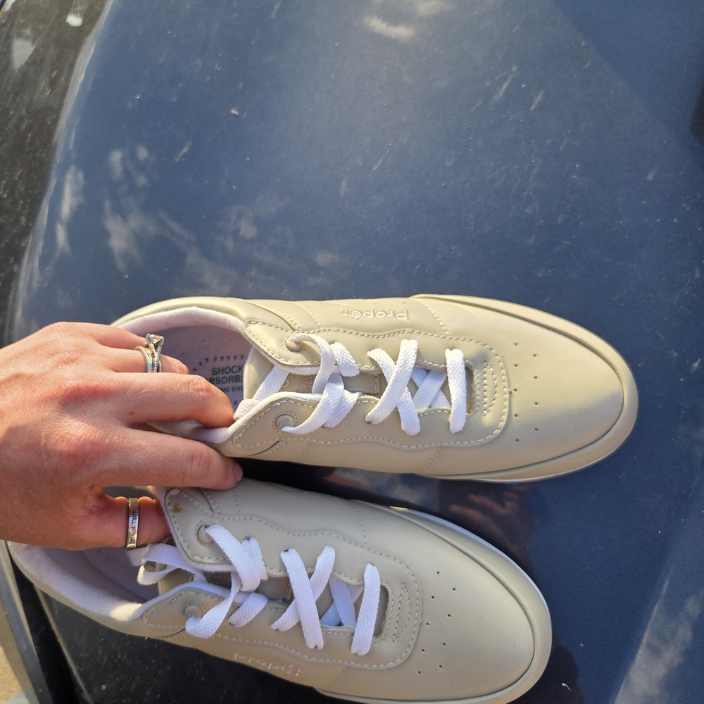 Beige Sneakers with White Laces